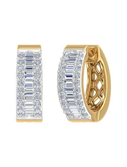 1/2 Carat to 1 Carat Diamond Hoop & Huggies Earrings in 10K Gold or 950 Platinum