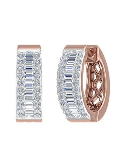 1/2 Carat to 1 Carat Diamond Hoop & Huggies Earrings in 10K Gold or 950 Platinum