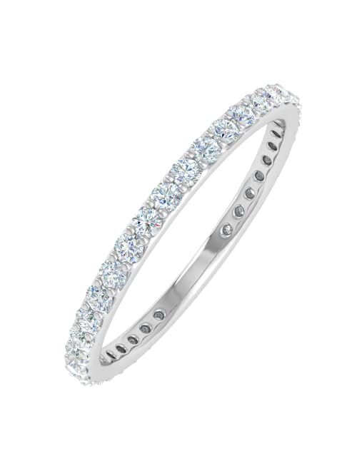 Finerock 1/2 Carat to 0.55 Carat Diamond Eternity Wedding Band in 10K Gold - IGI Certified