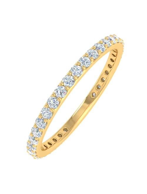 Finerock 1/2 Carat to 0.55 Carat Diamond Eternity Wedding Band in 10K Gold - IGI Certified