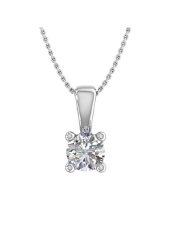 1/5 Carat Solitaire Diamond Pendant Necklace in 10K Gold (Silver Chain Included)