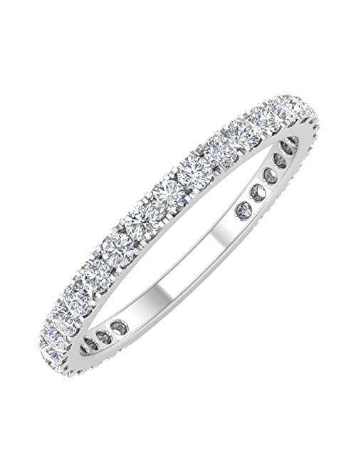 Finerock 1/2 Carat Diamond 3/4 Eternity Wedding Band in 10k Gold