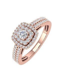 1/2 Carat Double Halo Diamond Ring in 10K Gold