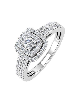 1/2 Carat Double Halo Diamond Ring in 10K Gold