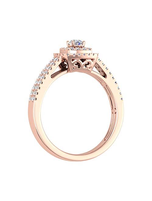 Finerock 1/2 Carat Double Halo Diamond Ring in 10K Gold