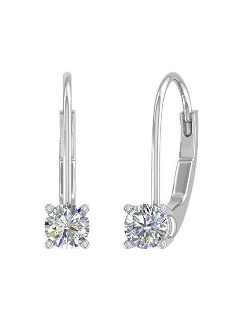 Finerock 1/5 Carat to 1/3 Carat Diamond Leverback Drop Earrings in 10K Gold