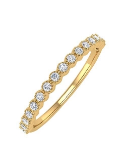 1/5 Carat Bezel Set Diamond Wedding Band Ring in 10K Solid Gold