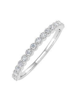 1/5 Carat Bezel Set Diamond Wedding Band Ring in 10K Solid Gold