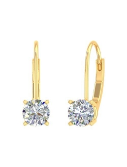 0.40 Carat to 1 Carat Diamond Leverback Drop Earrings in 14K Gold - IGI Certified