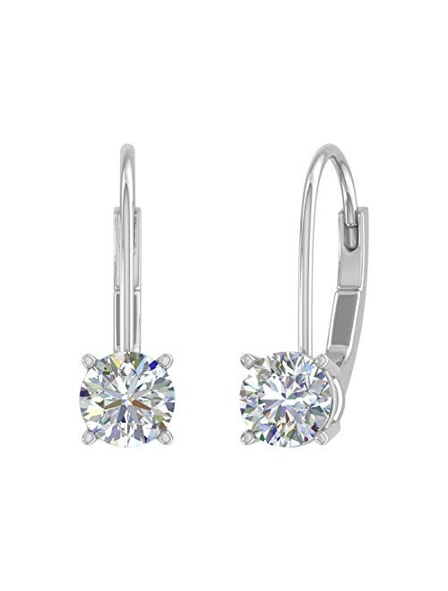 Finerock 0.40 Carat to 1 Carat Diamond Leverback Drop Earrings in 14K Gold - IGI Certified