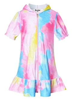 Girls Swim Cover Up Terry Swimsuit Coverup Beach Pool Kids Zip Up Robe