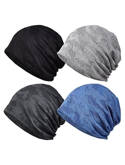 Ababalaya Cotton Face Bandanas for Sports Headwear Headband Neck Gaiter Chemo Cap Hair Loss Beanie Nightcap