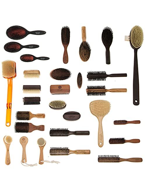 Made In Germany - SHASH Nylon Boar Bristle Brush Suitable For Normal to Thick Hair - Gently Detangles, No Pulling or Split Ends - Softens and Improves Hair Texture, Stimu