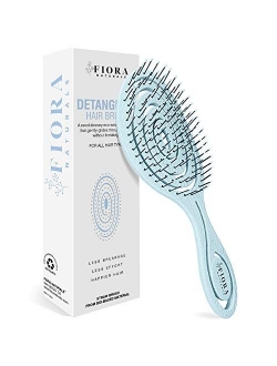 Fiora Naturals Hair Detangling Brush -100% Bio-Friendly Detangler hair brush w/ Ultra-soft Bristles- Glide Through Tangles with Ease - For Curly, Stright, Women, Men, Kid