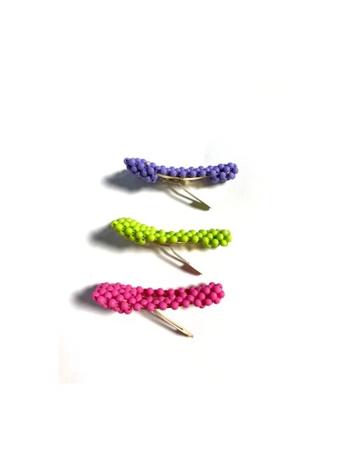 Soho Style Beaded Neon Hair Clip 3 Piece Set