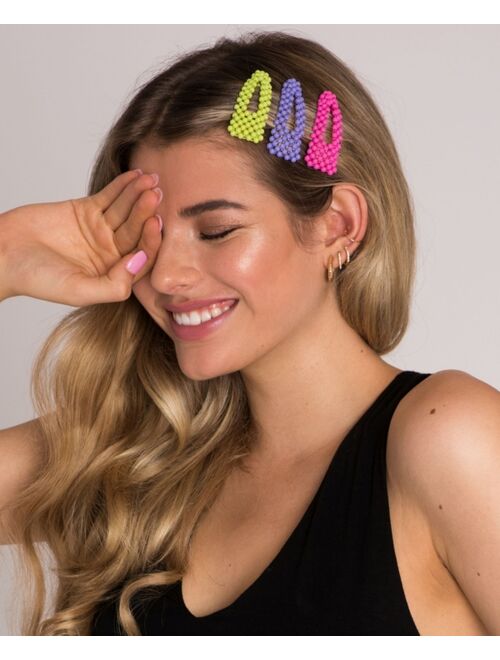 Soho Style Beaded Neon Hair Clip 3 Piece Set