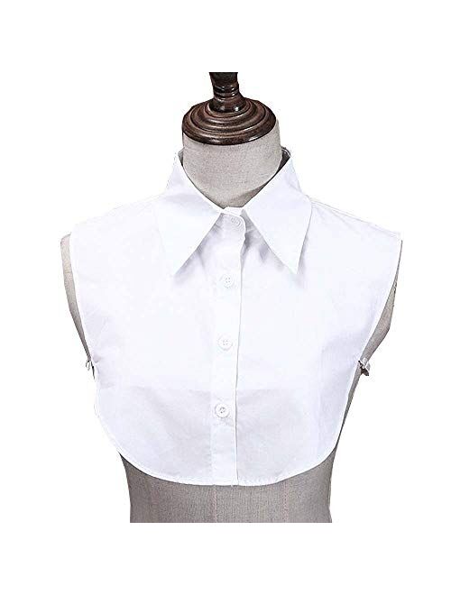 Juland Lady's Fake Collar Half Shirt Blouse Detachable False Collar OL Joker Shirt Decorative Collar Dickey Collar Cuff Cotton Choker Tie False Lapel Point White