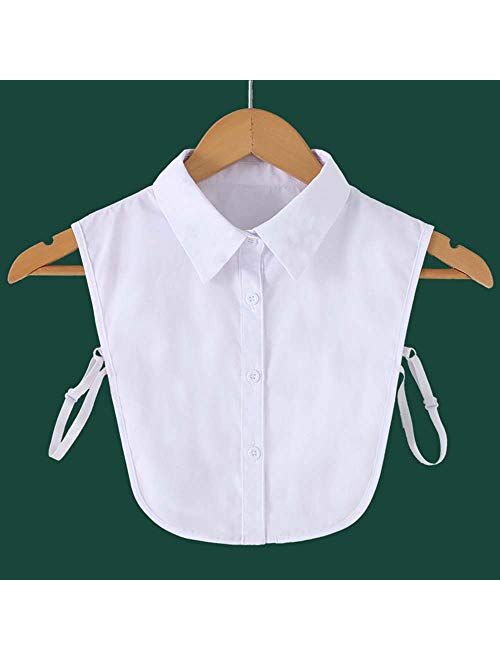 Juland Lady's Fake Collar Half Shirt Blouse Detachable False Collar OL Joker Shirt Decorative Collar Dickey Collar Cuff Cotton Choker Tie False Lapel Point White