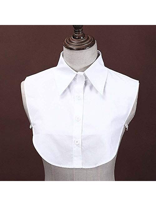 Juland Lady's Fake Collar Half Shirt Blouse Detachable False Collar OL Joker Shirt Decorative Collar Dickey Collar Cuff Cotton Choker Tie False Lapel Point White