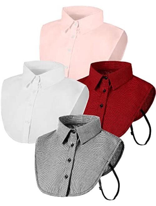 Hicarer Fake Collar for Women 4 Pieces Half Blouse Shirts Detachable Collar Faux Dickey Collar False Collar