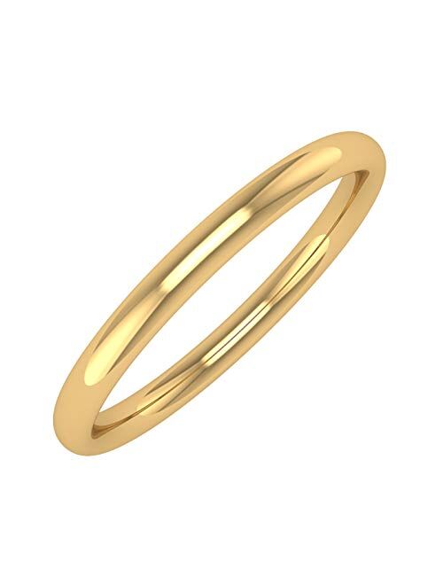 Finerock 14K Gold 2mm Plain Wedding Band