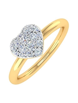 1/4 Carat Diamond Heart-Shaped Promise Ring Bandin 10K Gold