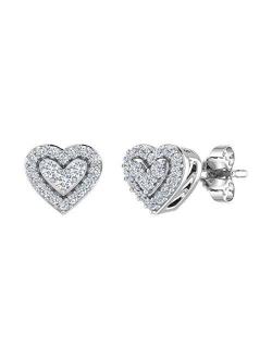 1/5 Carat Diamond Heart Shaped Stud Earrings in 10K Gold