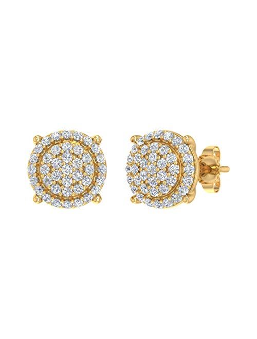 Finerock 0.40 Carat Diamond Cluster Stud Earring in 10K Solid Gold