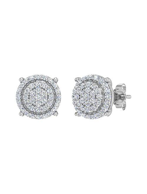 Finerock 0.40 Carat Diamond Cluster Stud Earring in 10K Solid Gold