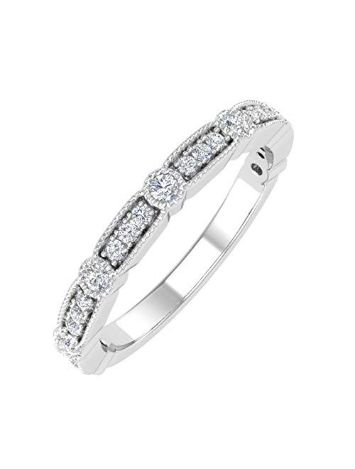 Finerock 1/4 Carat Diamond Wedding Band Ring in 10K Gold