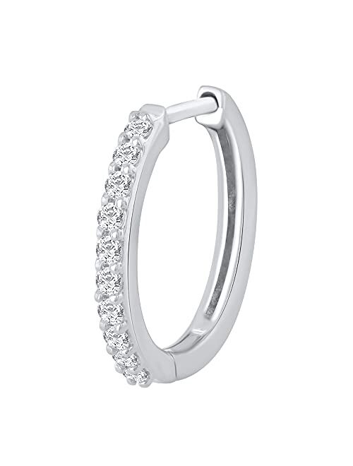 Finerock 1/10 Carat Diamond Nose Pin Hoop in 14K Gold (SI1-SI2 Clarity)