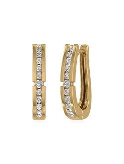 1/4 Carat Diamond Hoop Earrings in 10K Gold