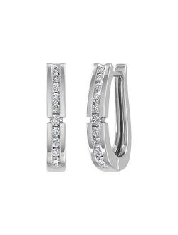 1/4 Carat Diamond Hoop Earrings in 10K Gold