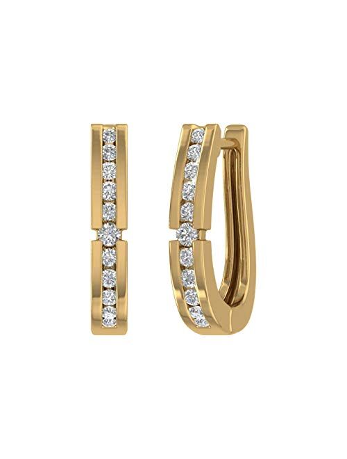 Finerock 1/4 Carat Diamond Hoop Earrings in 10K Gold