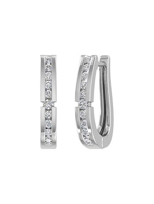 Finerock 1/4 Carat Diamond Hoop Earrings in 10K Gold