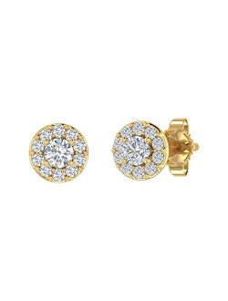 1/4 Carat Diamond Halo Stud Earrings in 10K Gold