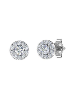 1/4 Carat Diamond Halo Stud Earrings in 10K Gold