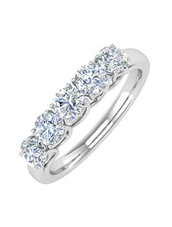 1 Carat 5-Stone Diamond Wedding Band Ring in 14K Gold