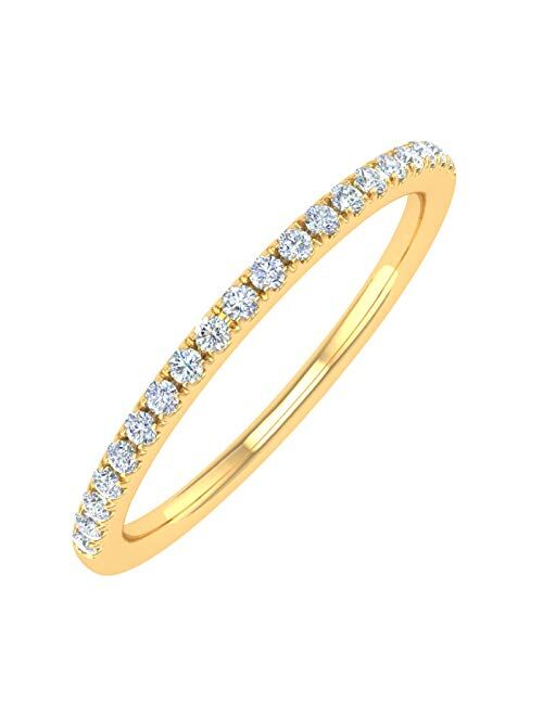 Finerock 0.15 Carat to 3/4 Carat Diamond Wedding Band Ring in 14K Yellow Gold