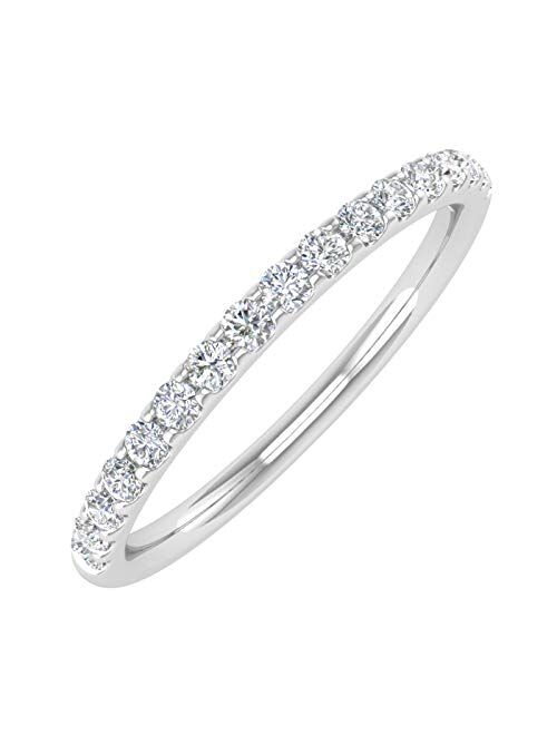 Finerock 1/4 Carat Round Diamond Wedding Band Ring in 10K Gold