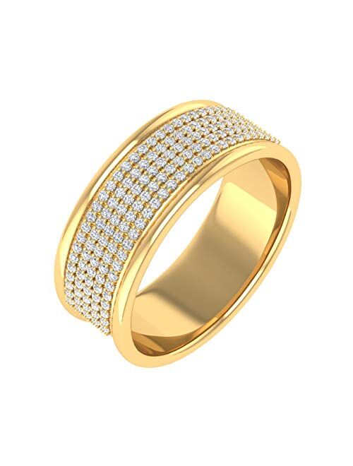 Finerock 0.30 Carat Round Diamond Wedding Band Ring in 10K Gold (I1-I2 Clarity)