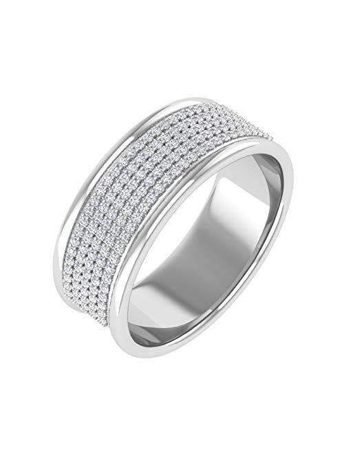 Finerock 0.30 Carat Round Diamond Wedding Band Ring in 10K Gold (I1-I2 Clarity)