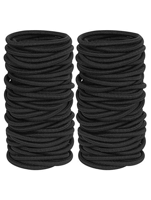 GOSICUKA 120 Pieces Black Hair Ties for Thick and Curly Hair Ponytail Holders Hair Elastic Band for Women or Men(4mm)