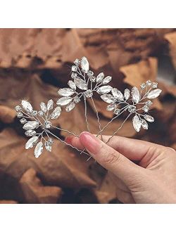 Casdre Crystal Bride Wedding Hair Pins Bridal Hair Pieces Rhinestone Wedding Hair Accessories for Women and Girls(Pack of 3)