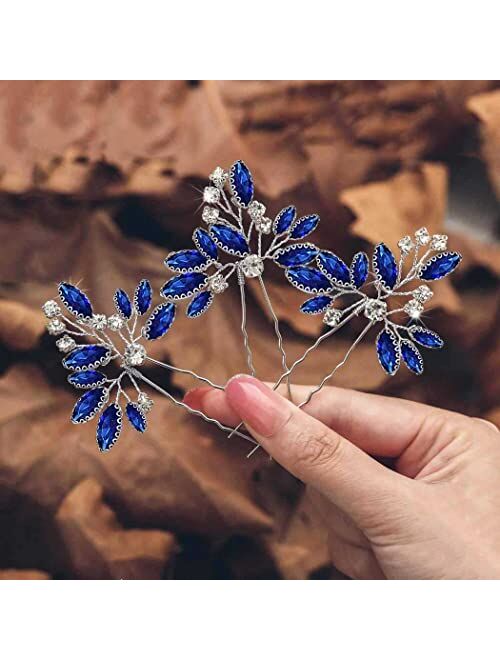 Casdre Crystal Bride Wedding Hair Pins Bridal Hair Pieces Rhinestone Wedding Hair Accessories for Women and Girls(Pack of 3)