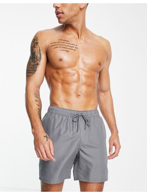 ASOS DESIGN swim shorts in gray