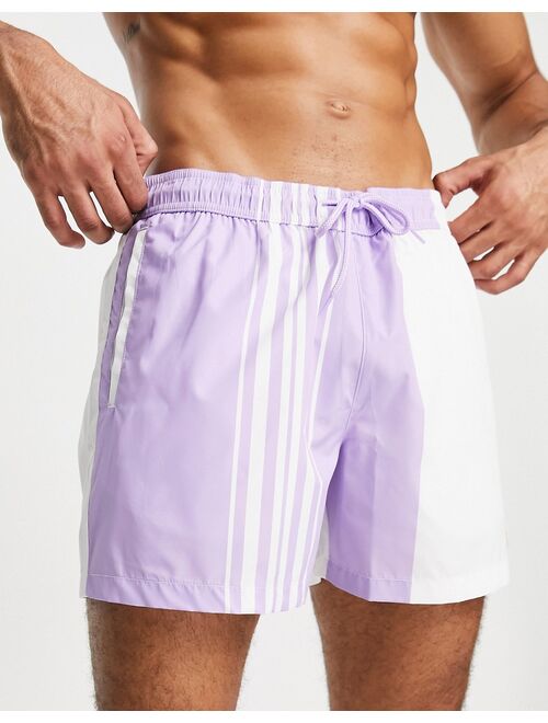 Topman abstract stripe swim short in lilac