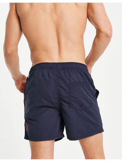 Jack & Jones intelligence swim short with contrast branding in navy