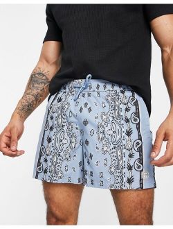 bandana border swim shorts in blue