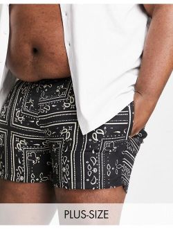 Big & Tall paisley swim shorts in black